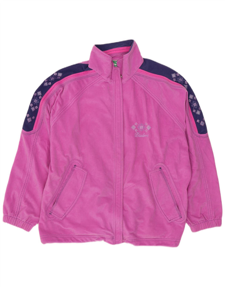 DIADORA Giacca in pile grafica da donna UK 14 Colore rosa medio
