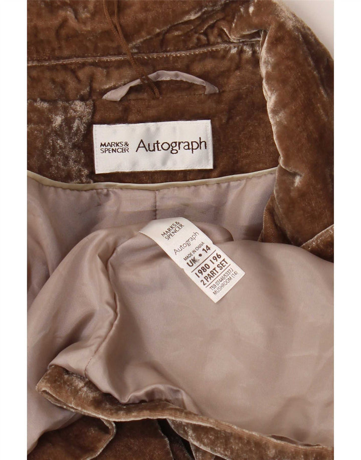 Giacca blazer in velluto autografo da donna Marks & Spencer UK 14 Marrone medio
