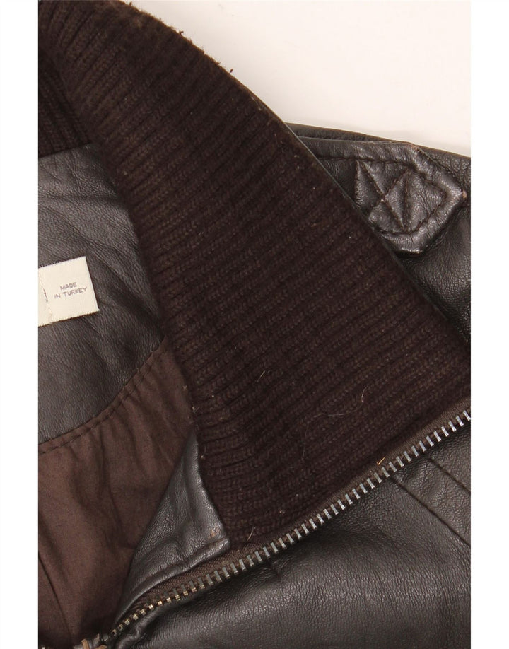Giacca in pelle da donna Zara UK 10 piccola in pelle marrone
