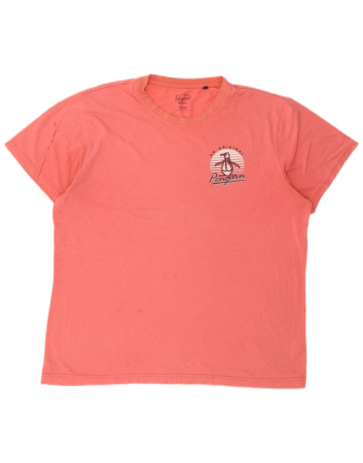 T-shirt grafica da uomo Penguin Top XL in cotone rosa