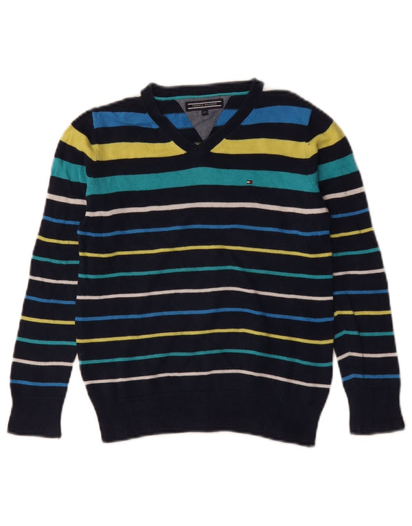 TOMMY HILFIGER Maglione maglione con scollo a V per ragazzi 6-7 anni a righe multicolori
