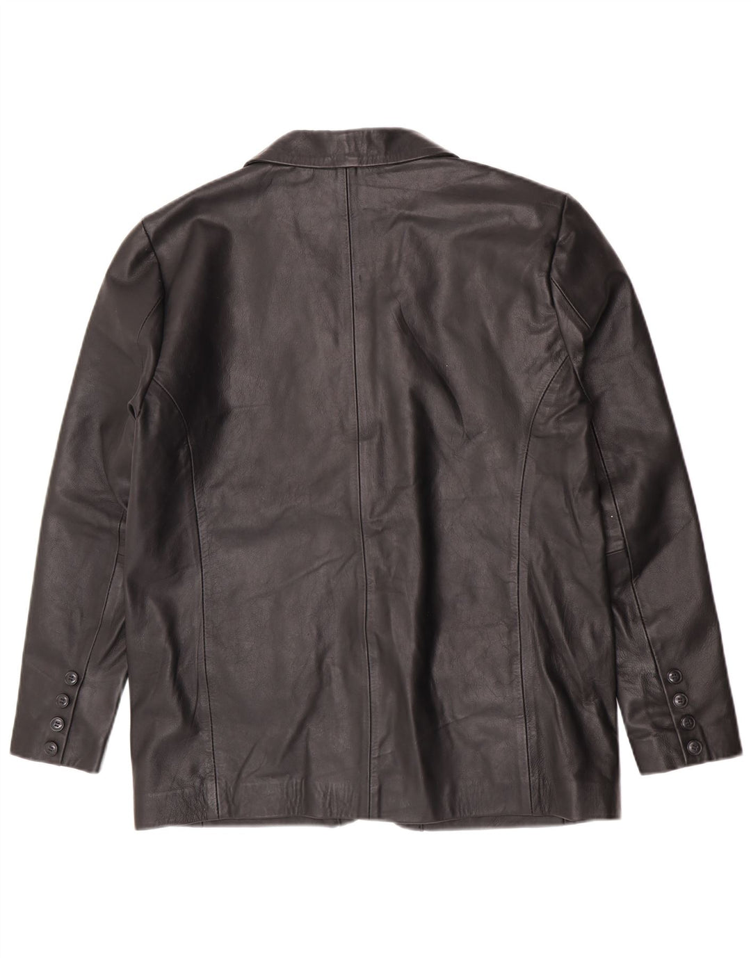 Giacca blazer in pelle vintage da uomo a 2 bottoni UK 38 in pelle nera media