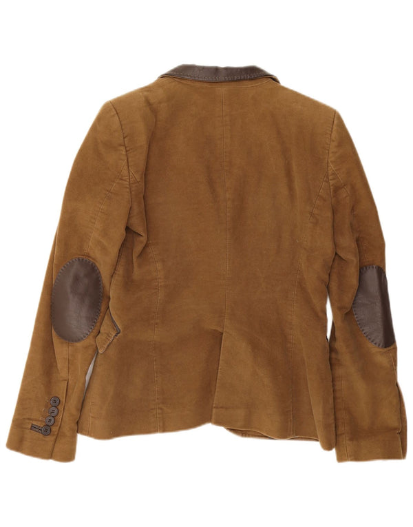 Giacca blazer a 2 bottoni da donna Zara UK 10 piccola in cotone marrone