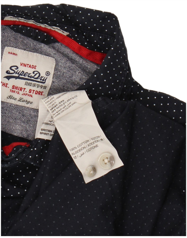Camicia da uomo Superdry Large in cotone maculato blu navy