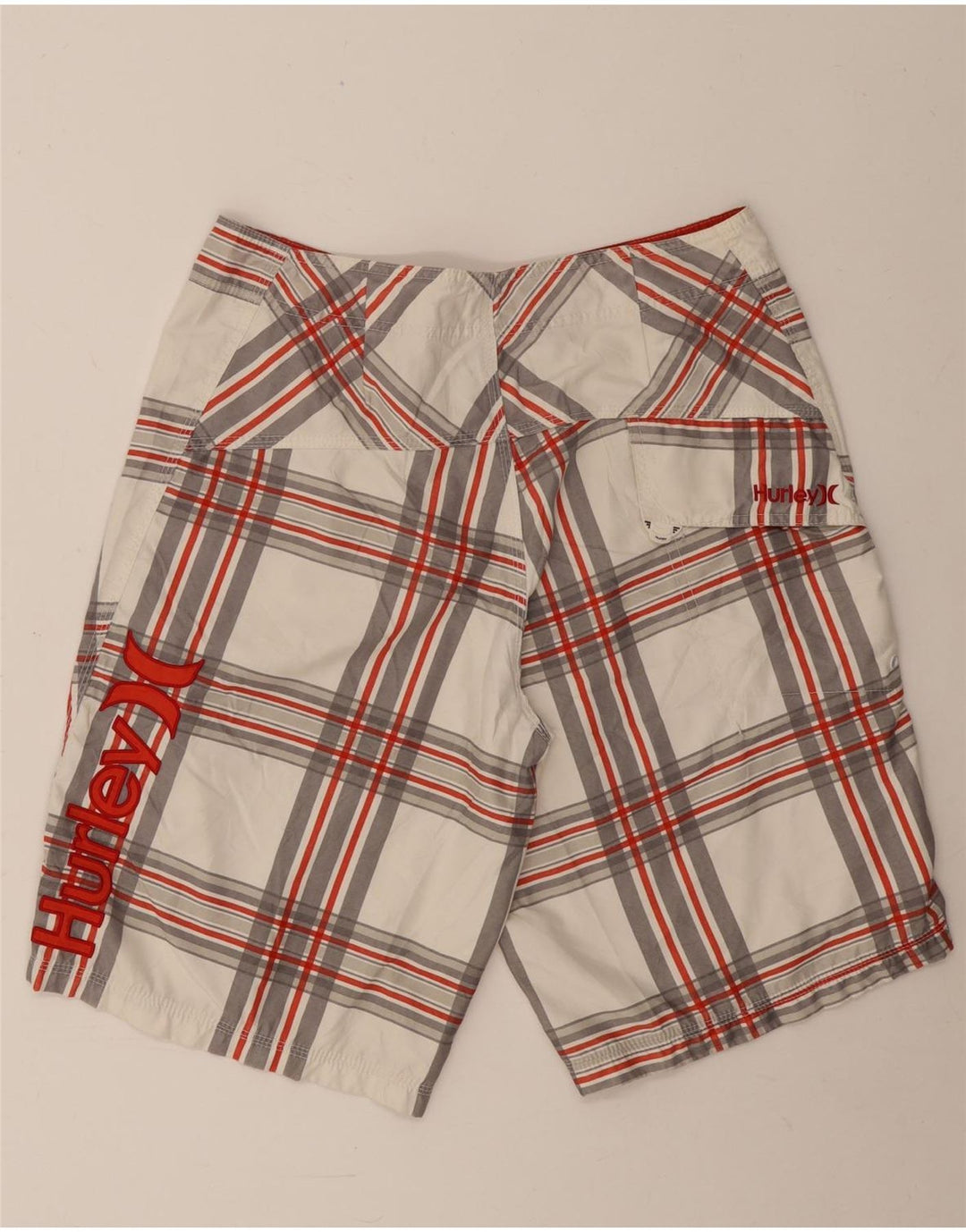 Pantaloncini da bagno con grafica da uomo Hurley, poliestere grande a quadri bianchi