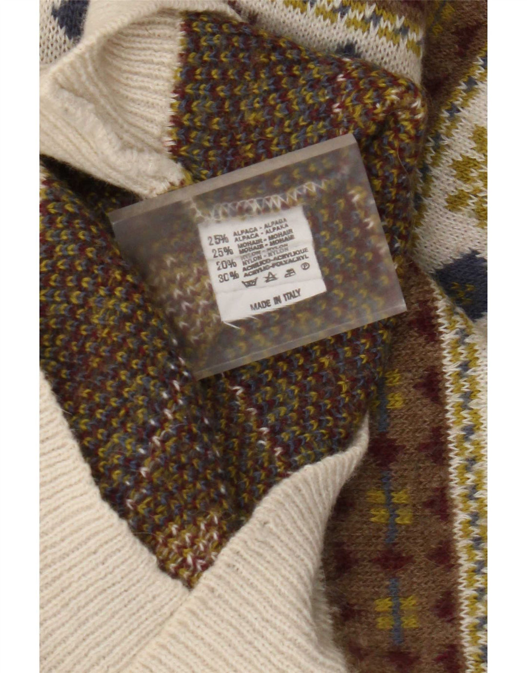 Maglione vintage da uomo con collo alto IT 50 medio multicolore retrò