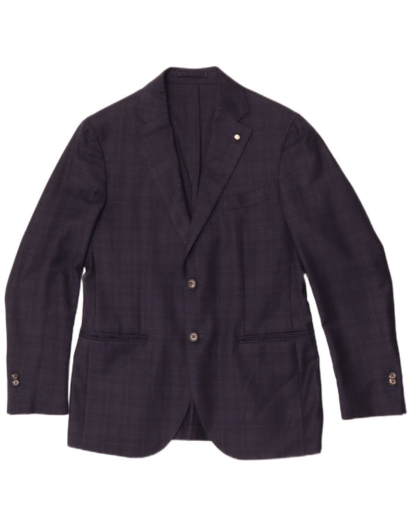 Ermenegildo Zegna Mens Heritage Blazer Jacket UK 38 Medium Navy Blue Check