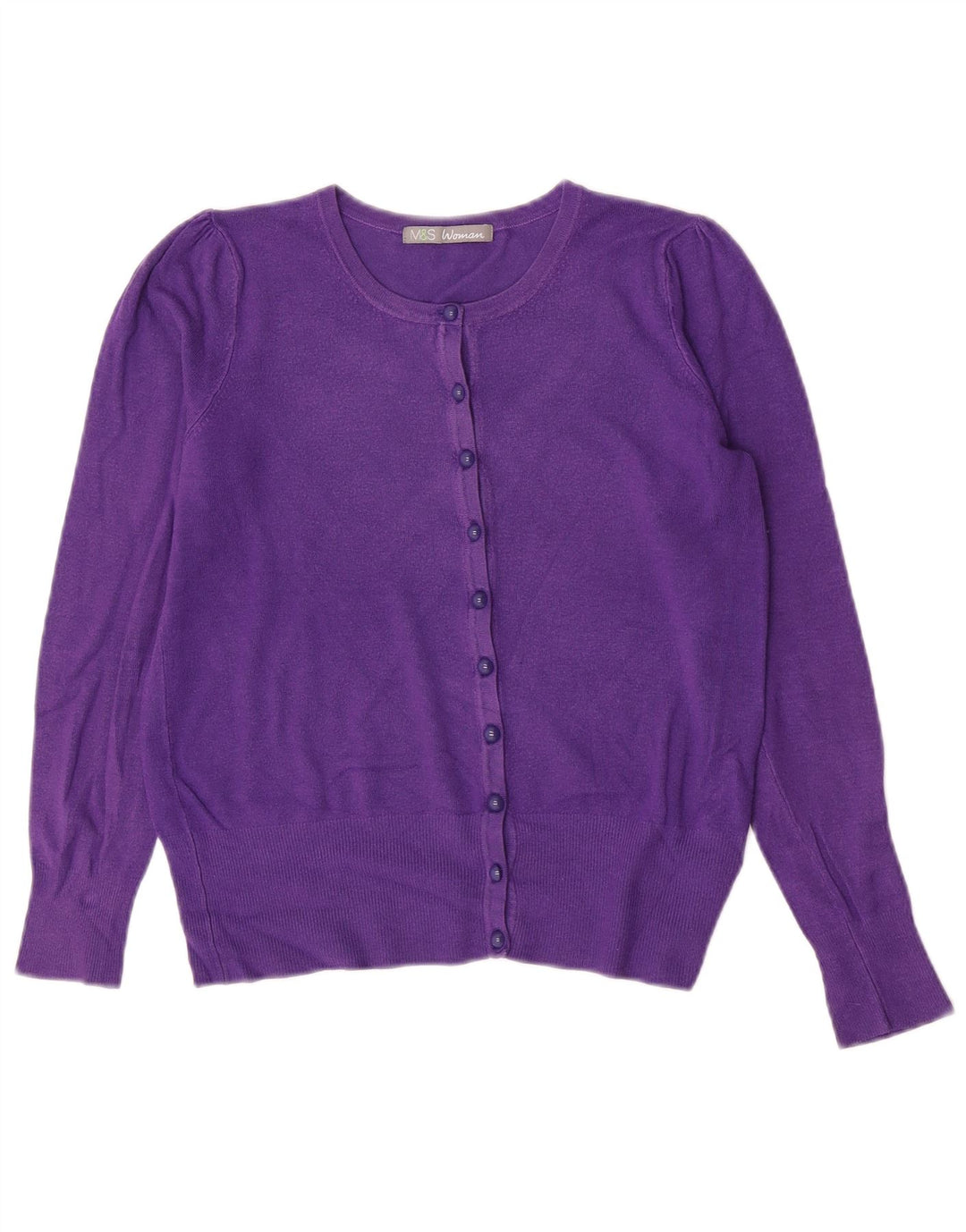 Maglione cardigan da donna Marks & Spencer UK 10 piccolo viscosa viola