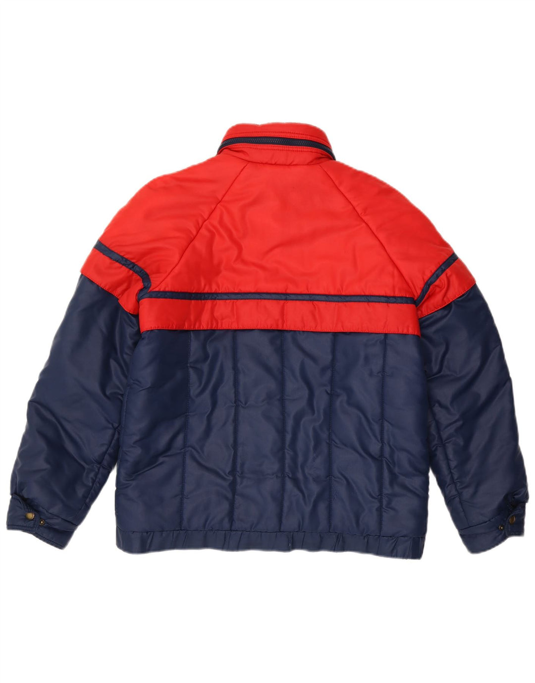 Giacca imbottita da donna vintage IT 42 Poliestere color block medio blu navy