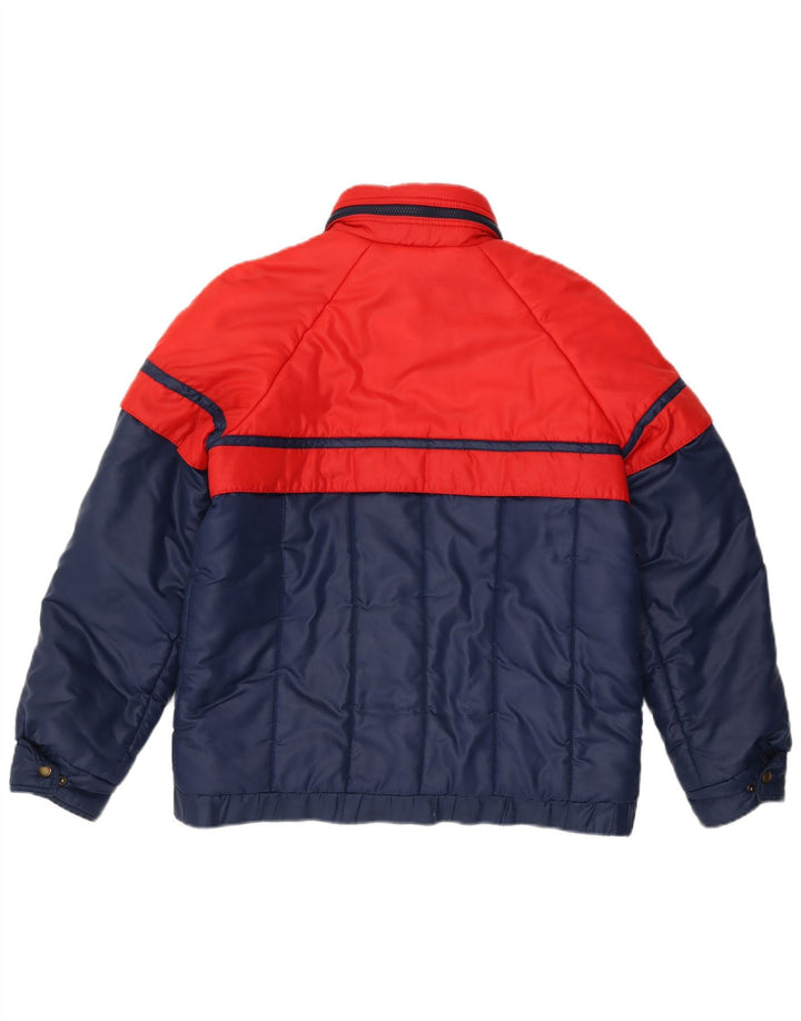 Giacca imbottita da donna vintage IT 42 Poliestere color block medio blu navy