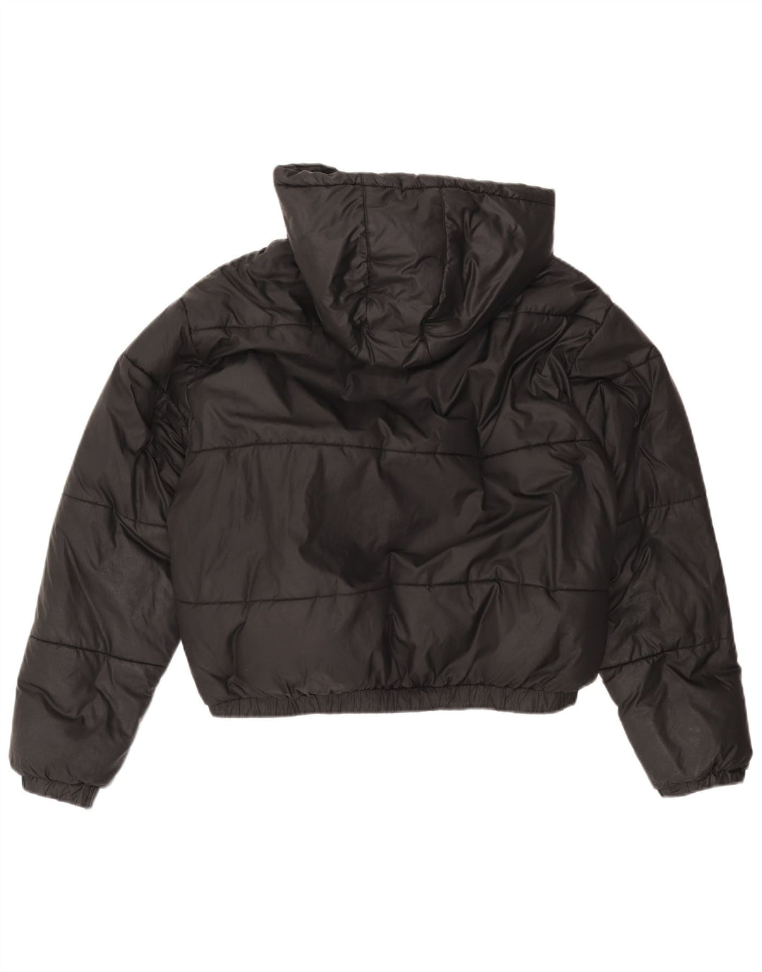 ELLESSE Giacca imbottita oversize con cappuccio da donna UK 12 Medium Nero Poliestere