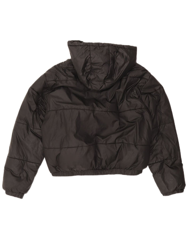 ELLESSE Giacca imbottita oversize con cappuccio da donna UK 12 Medium Nero Poliestere