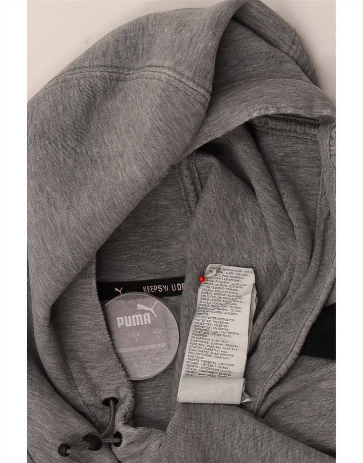 Felpa con cappuccio da uomo Puma Large in cotone color block grigio