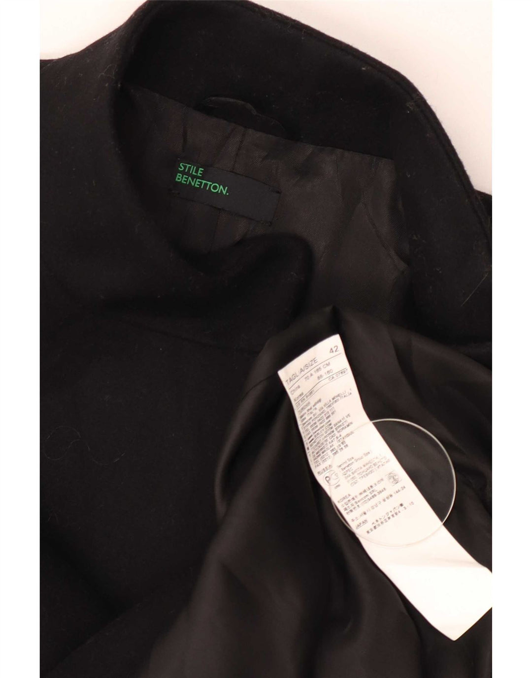 Cappotto Donna Benetton IT 42 Medio Nero Lana