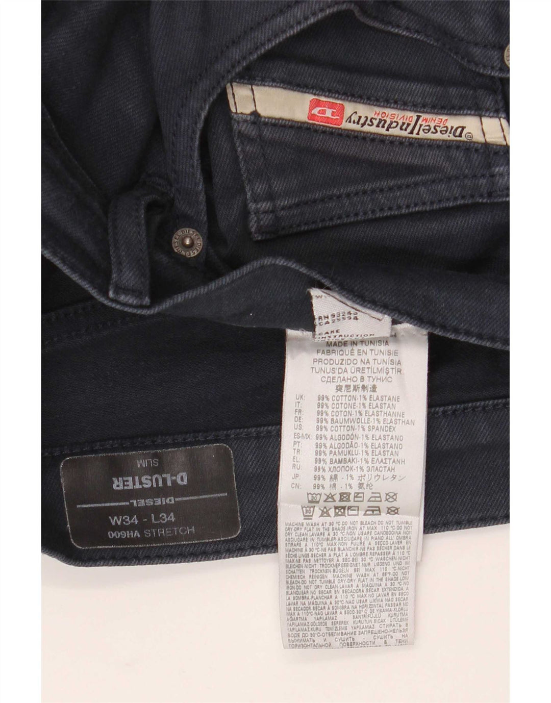 Jeans slim da uomo D-Luster Diesel W34 L34 cotone blu navy