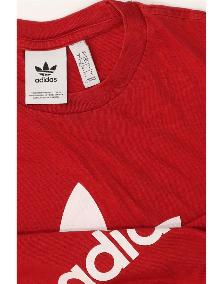 T-shirt grafica da uomo Adidas Top grande in cotone rosso