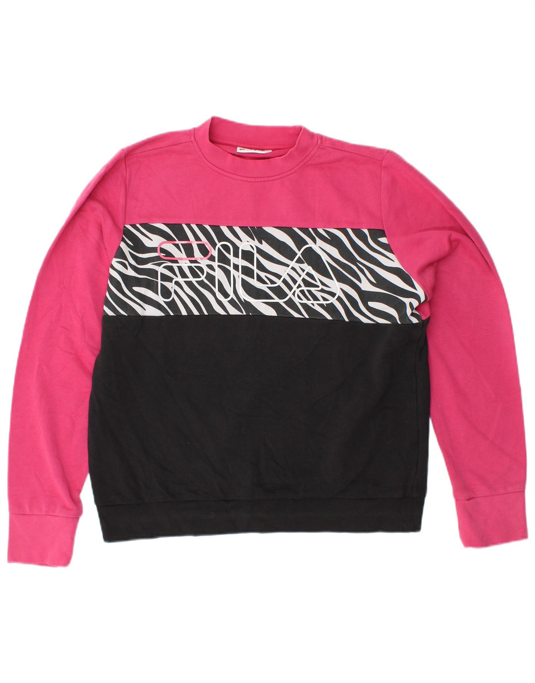 Felpa oversize da donna FILA Maglione UK 10 Small Pink Colourblock