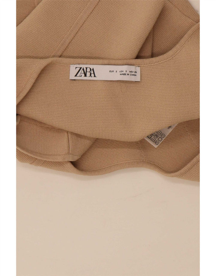 Top corto senza maniche da donna Zara UK 8 piccolo in nylon beige