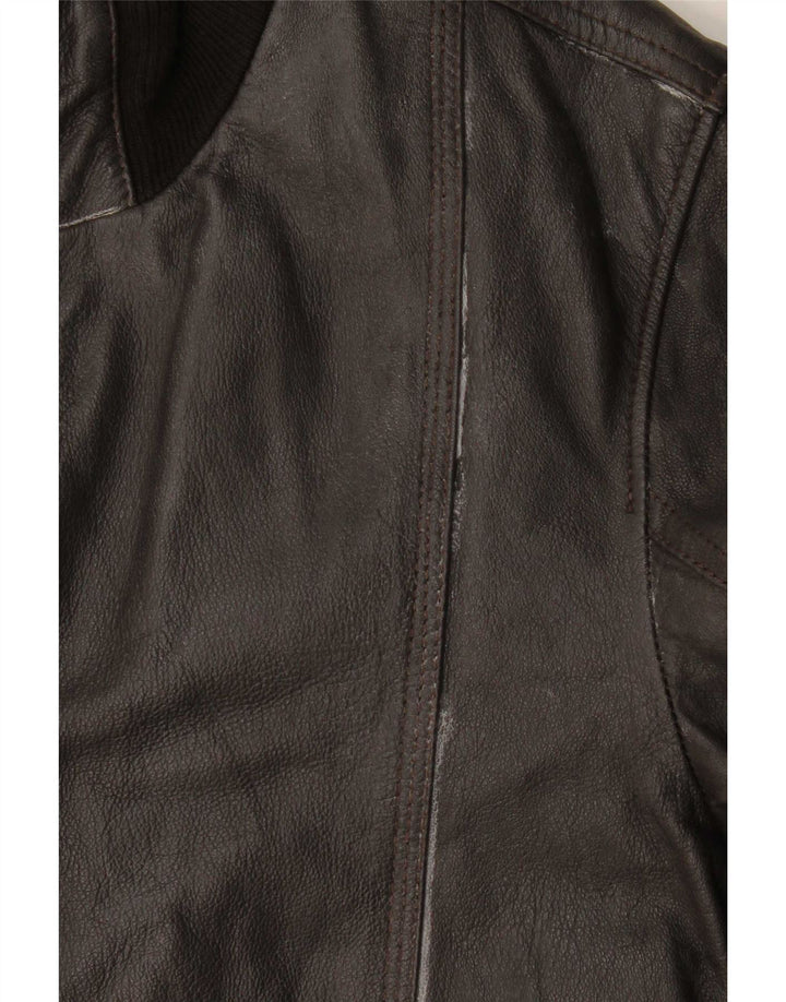 Giacca bomber in pelle da uomo vintage UK 36 piccola pelle marrone
