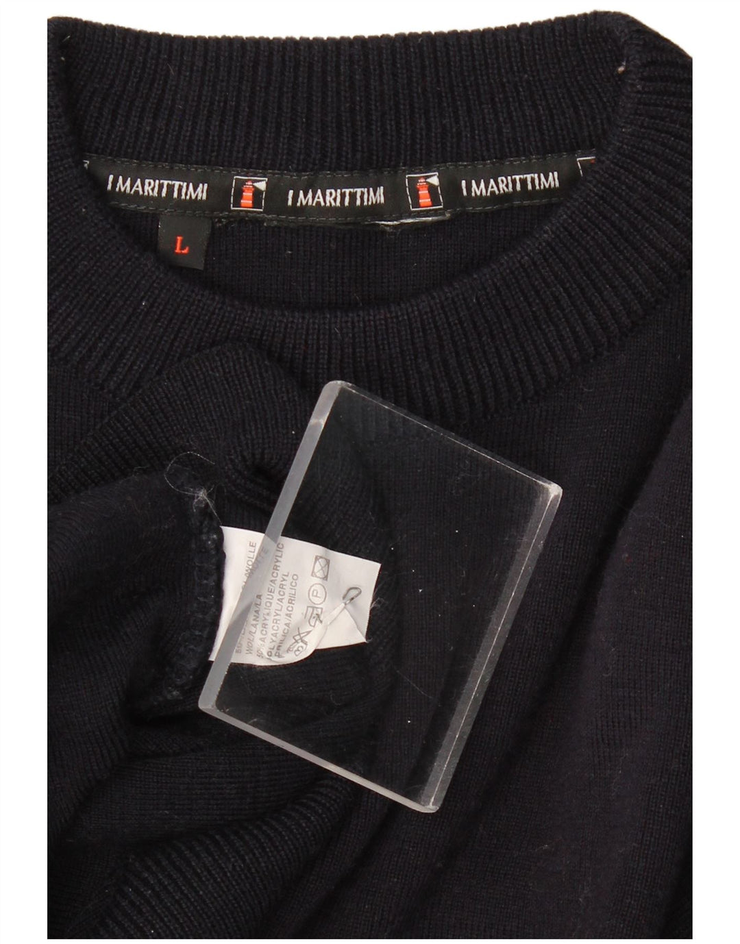 Maglione girocollo da uomo VINTAGE grande in cotone blu navy