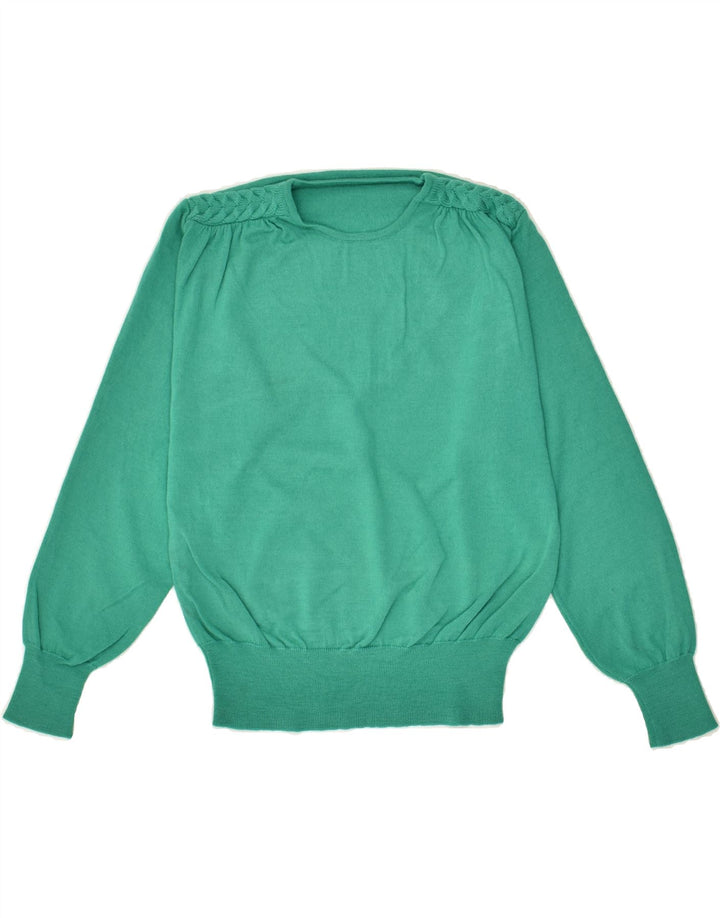 VINTAGE Womens Boat Neck Jumper Sweater UK 12 Medium Green | Vintage Vintage | Thrift | Second-Hand Vintage | Used Clothing | Messina Hembry 