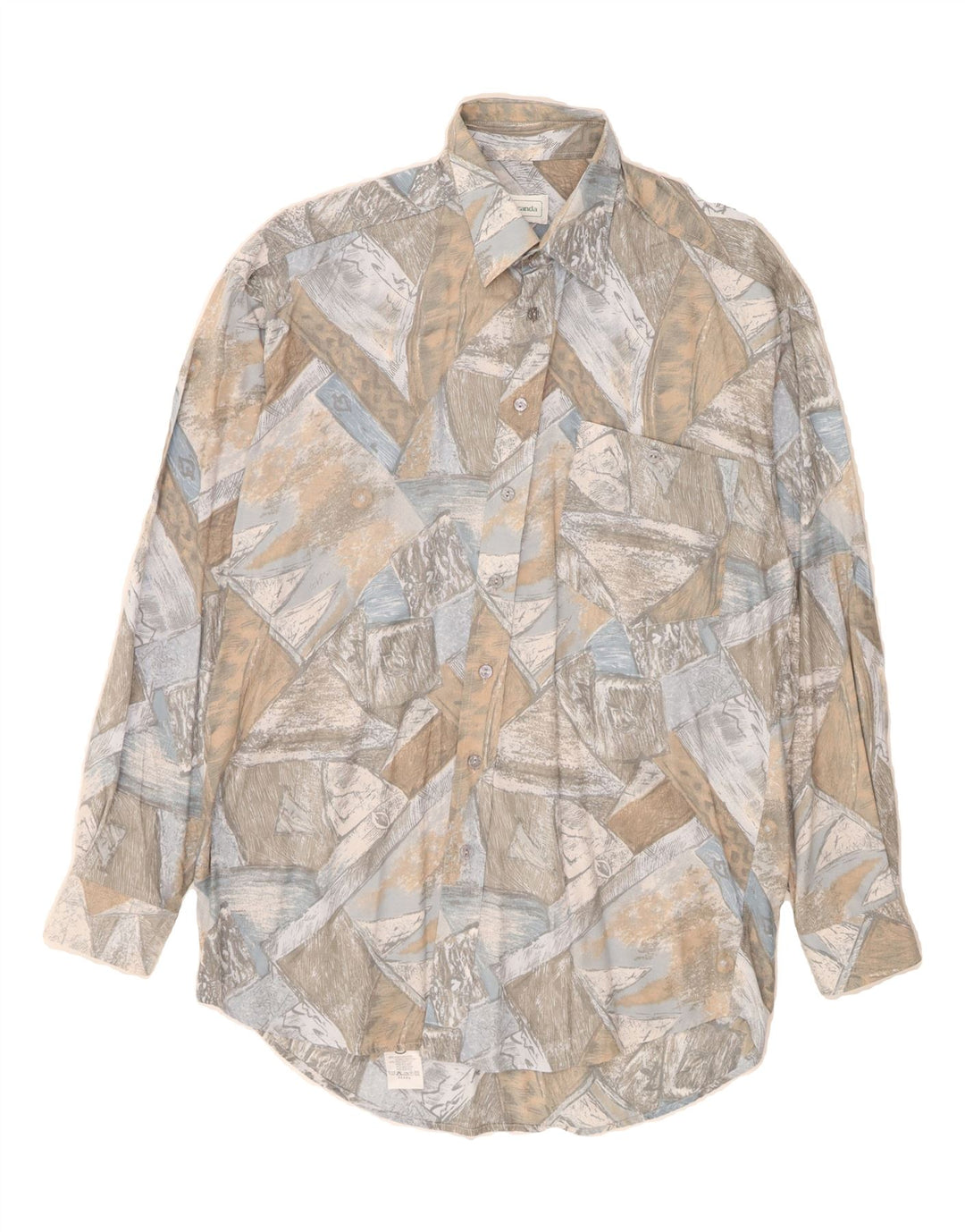 CANDA Mens Abstract Pattern Shirt Size 39/40 Medium Grey Viscose Vintage Canda and Second-Hand Canda from Messina Hembry 