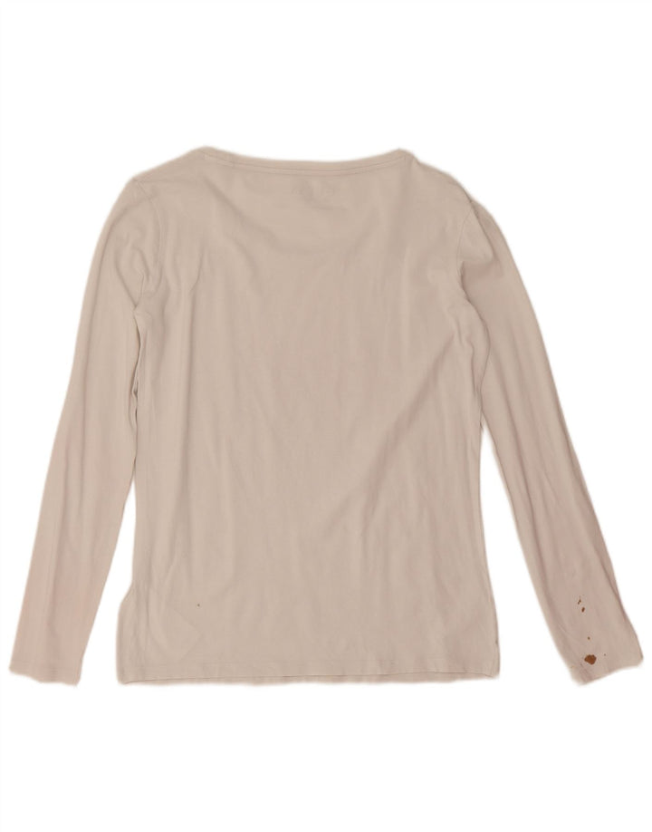 Guess Top grafico da donna a maniche lunghe UK 14 Large in cotone bianco