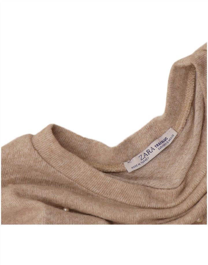 Maglia Zara Trafaluc da donna, manica a 3/4, UK 10, piccola, beige screziato