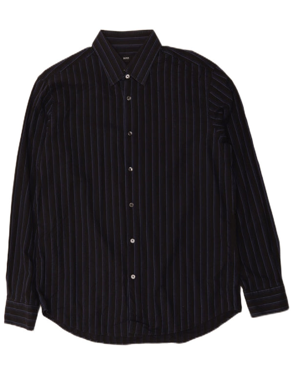 Camicia da uomo Hugo Boss taglia 41 16 grande cotone a righe nere