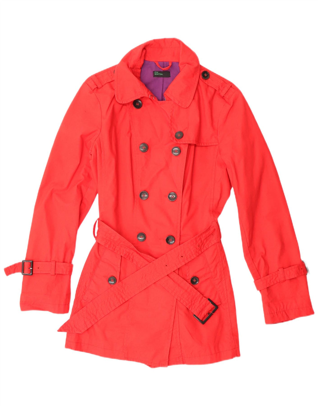Trench Donna Benetton IT 44 Rosso Medio Cotone