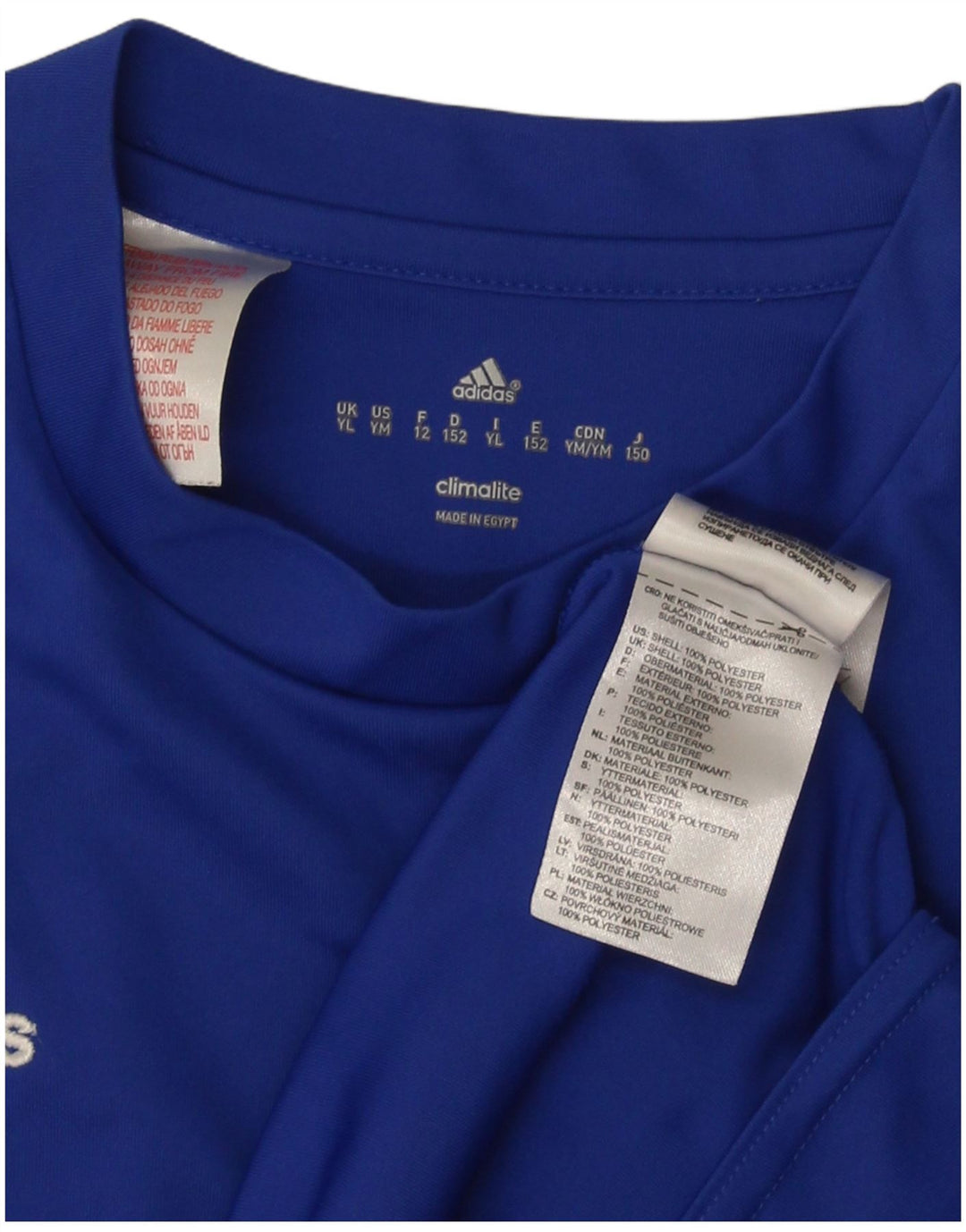 Maglietta Adidas Climalite da ragazzo, 11-12 anni, grande, in poliestere blu