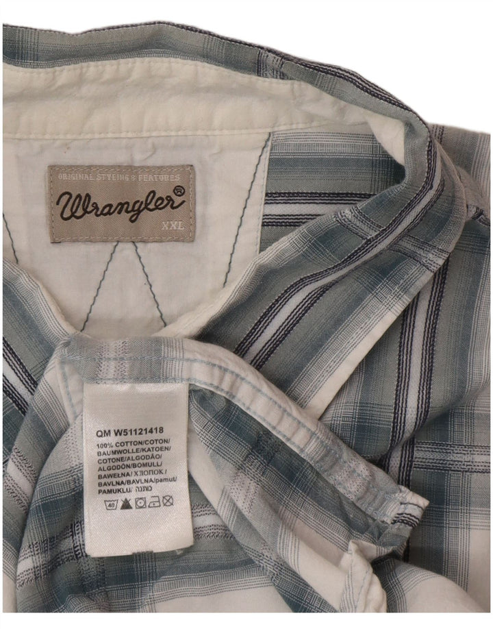 Camicia a maniche corte da uomo Wrangler 2XL in cotone a quadri blu