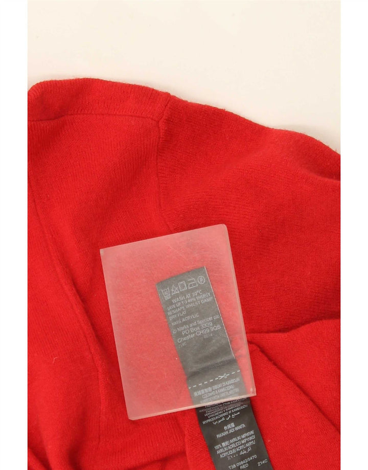Maglione cardigan aperto lungo da donna Marks & Spencer UK 16 grande rosso