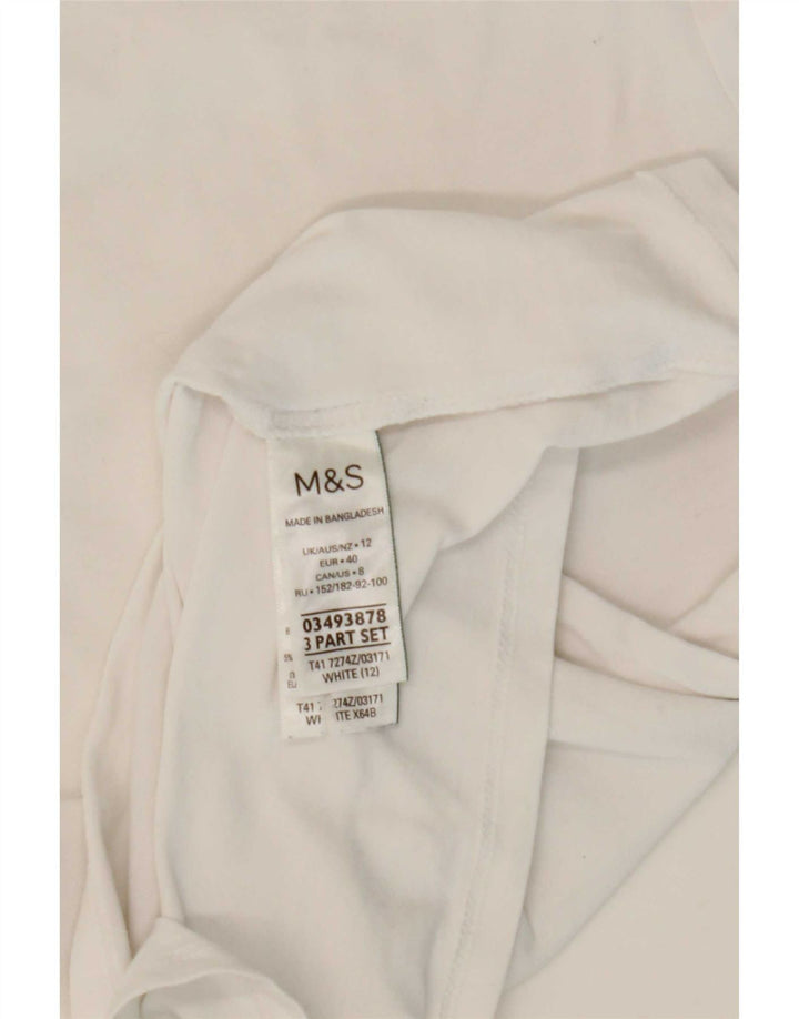 Marks & Spencer Top da donna manica lunga UK 12 cotone bianco medio