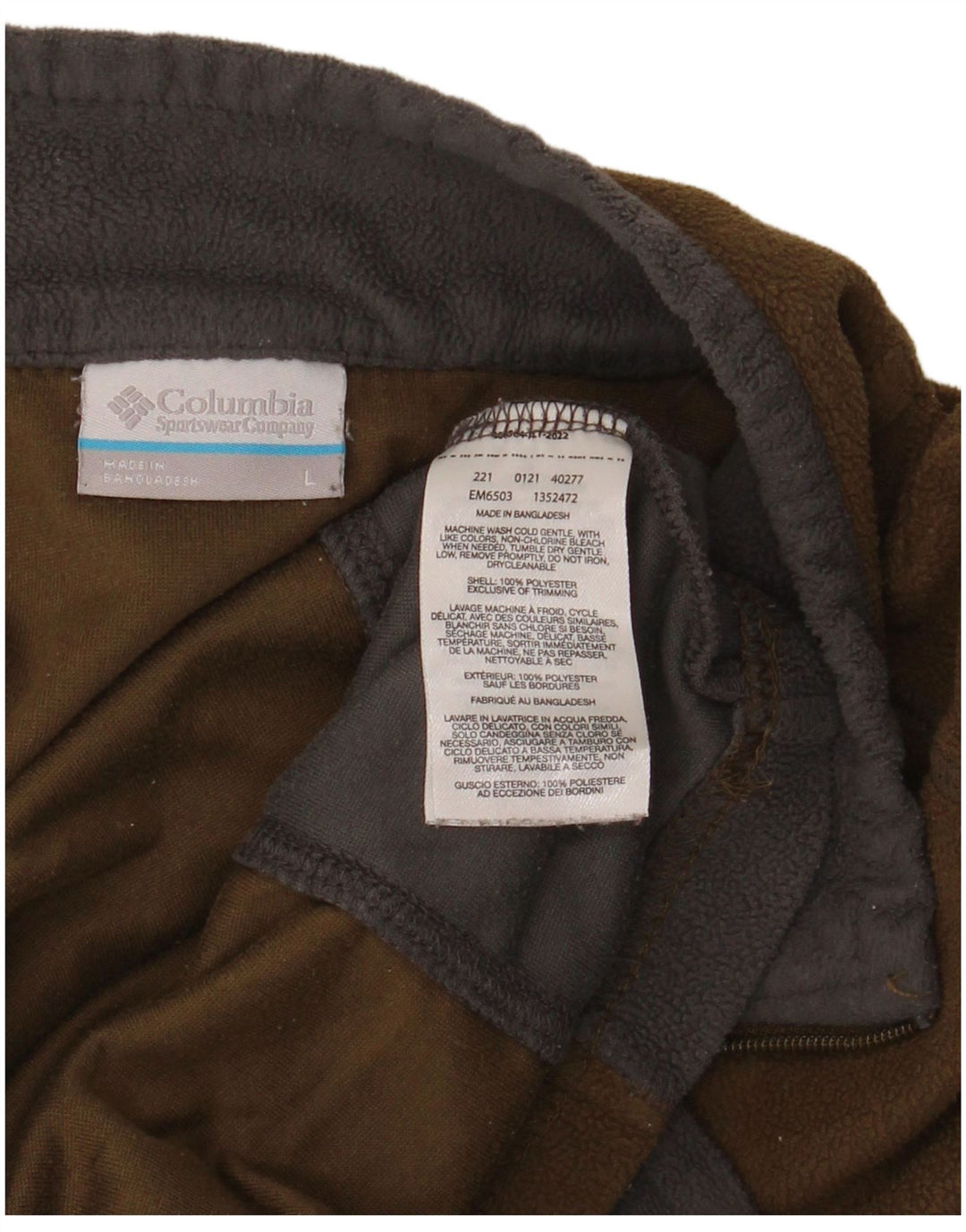 COLUMBIA Maglione in pile da uomo con zip e collo, grande, in poliestere color block marrone