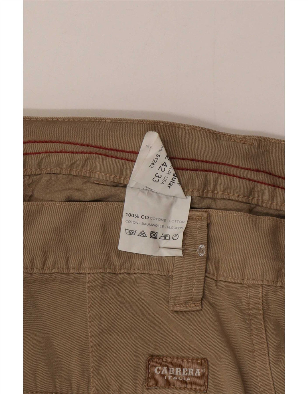 Pantaloni cargo dritti da uomo Carrera IT 48 medio W33 L34 cotone beige