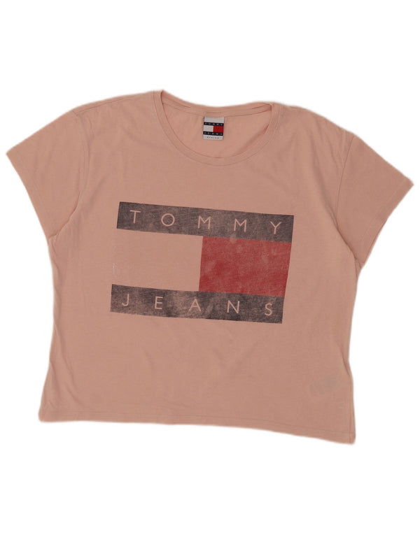 T-shirt grafica da donna vestibilità ampia Tommy Hilfiger Top UK 14 Rosa medio