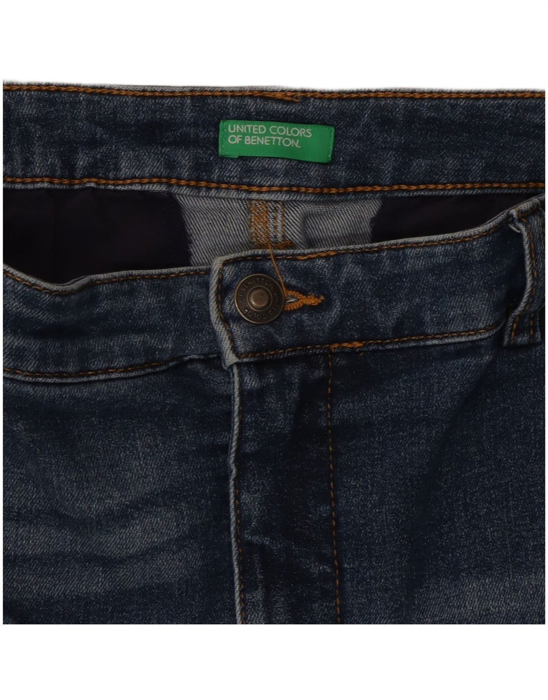 Gonna di jeans a vita bassa da donna Benetton W34 grande blu