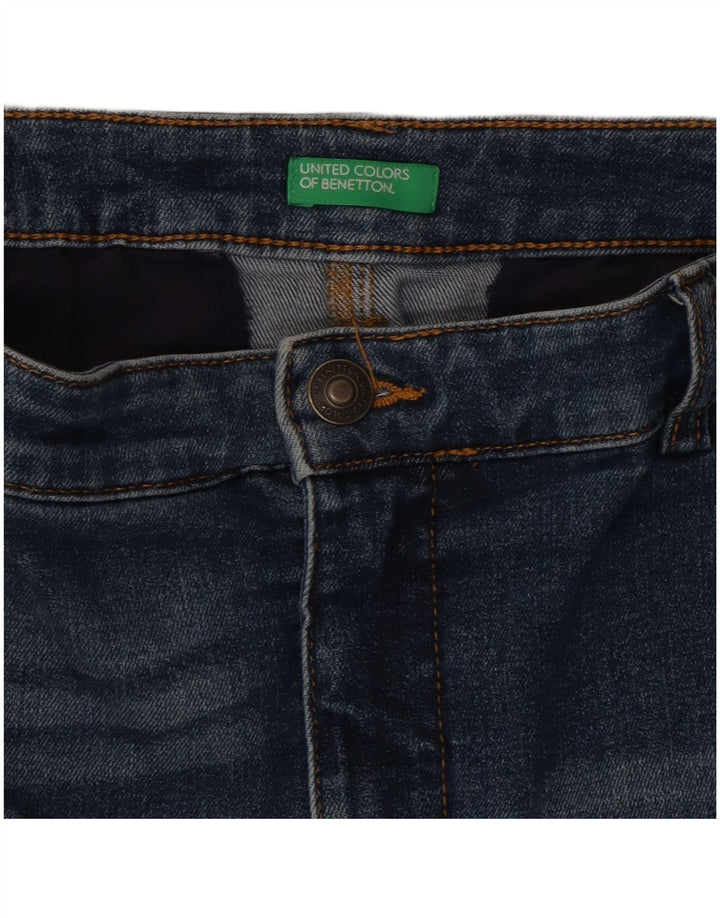 Gonna di jeans a vita bassa da donna Benetton W34 grande blu
