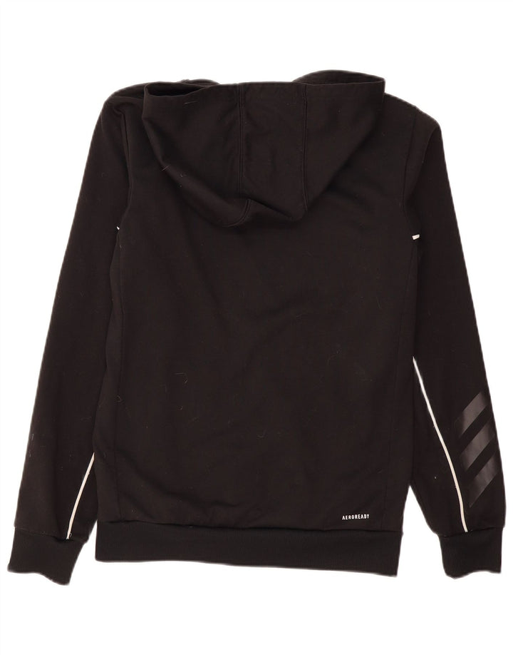 Felpa con cappuccio e zip Adidas Aeroready da uomo piccola in poliestere nero