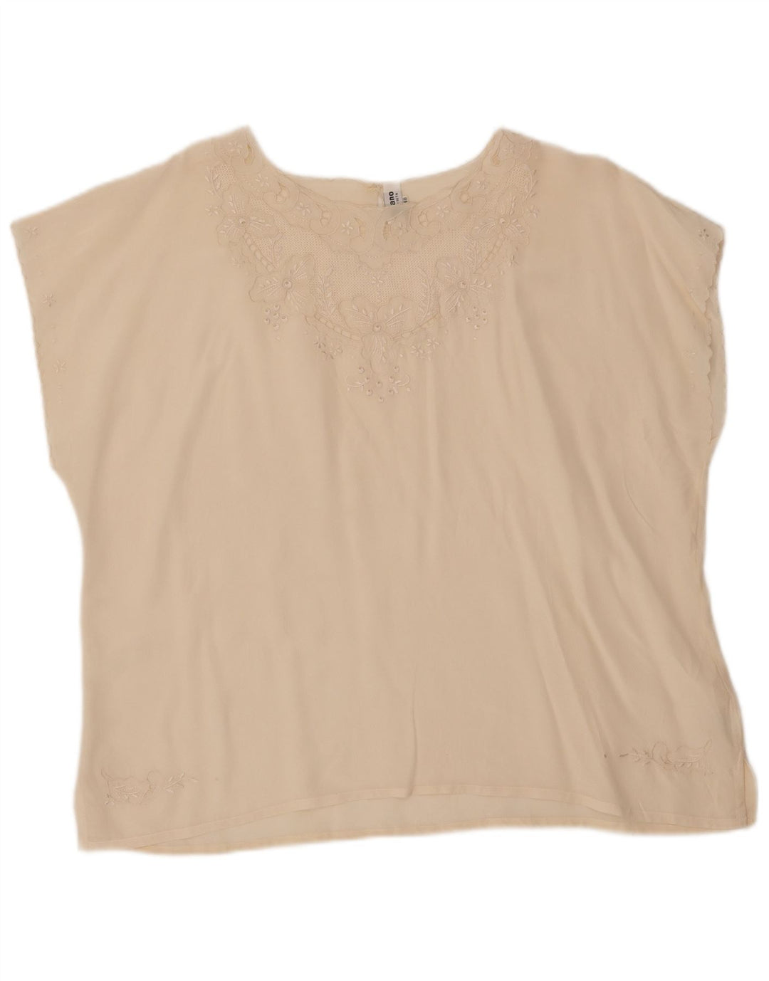 Camicetta vintage da donna Top IT 48 XL in seta bianco sporco
