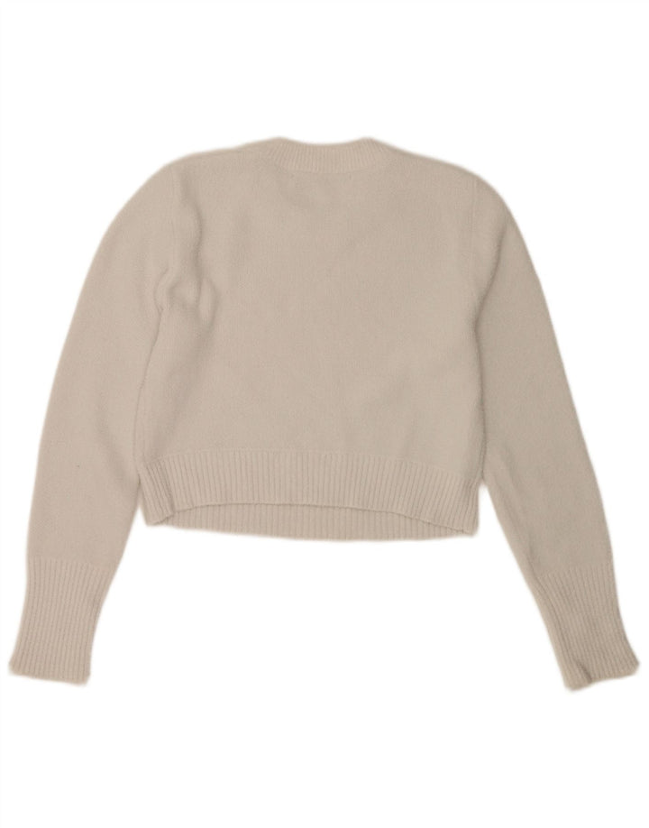 Maglione corto girocollo da donna Zara UK 12 bianco medio