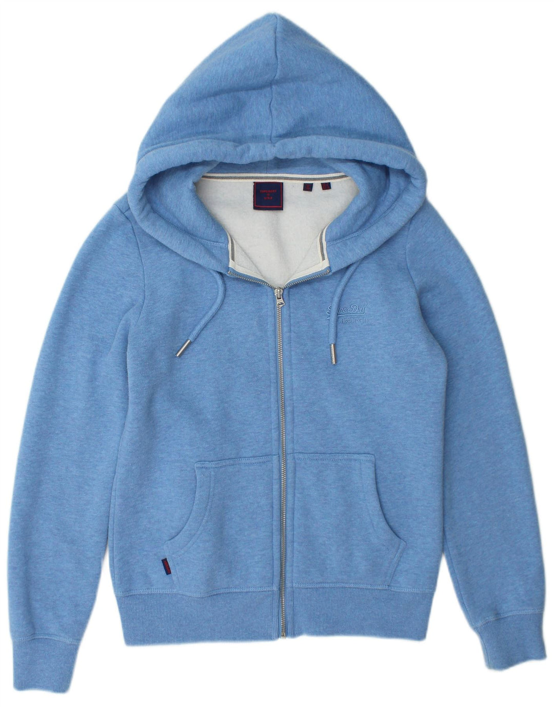 Maglione con cappuccio e zip da donna SUPERDRY UK 10 piccolo cotone blu