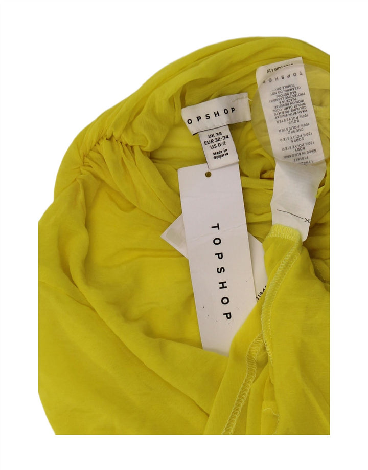 Topshop Top da donna monospalla trasparente UK 4/6 XS poliestere giallo