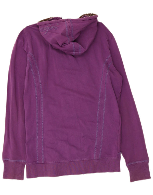 Maglione con cappuccio e zip da donna Napapijri UK 14 grande cotone viola