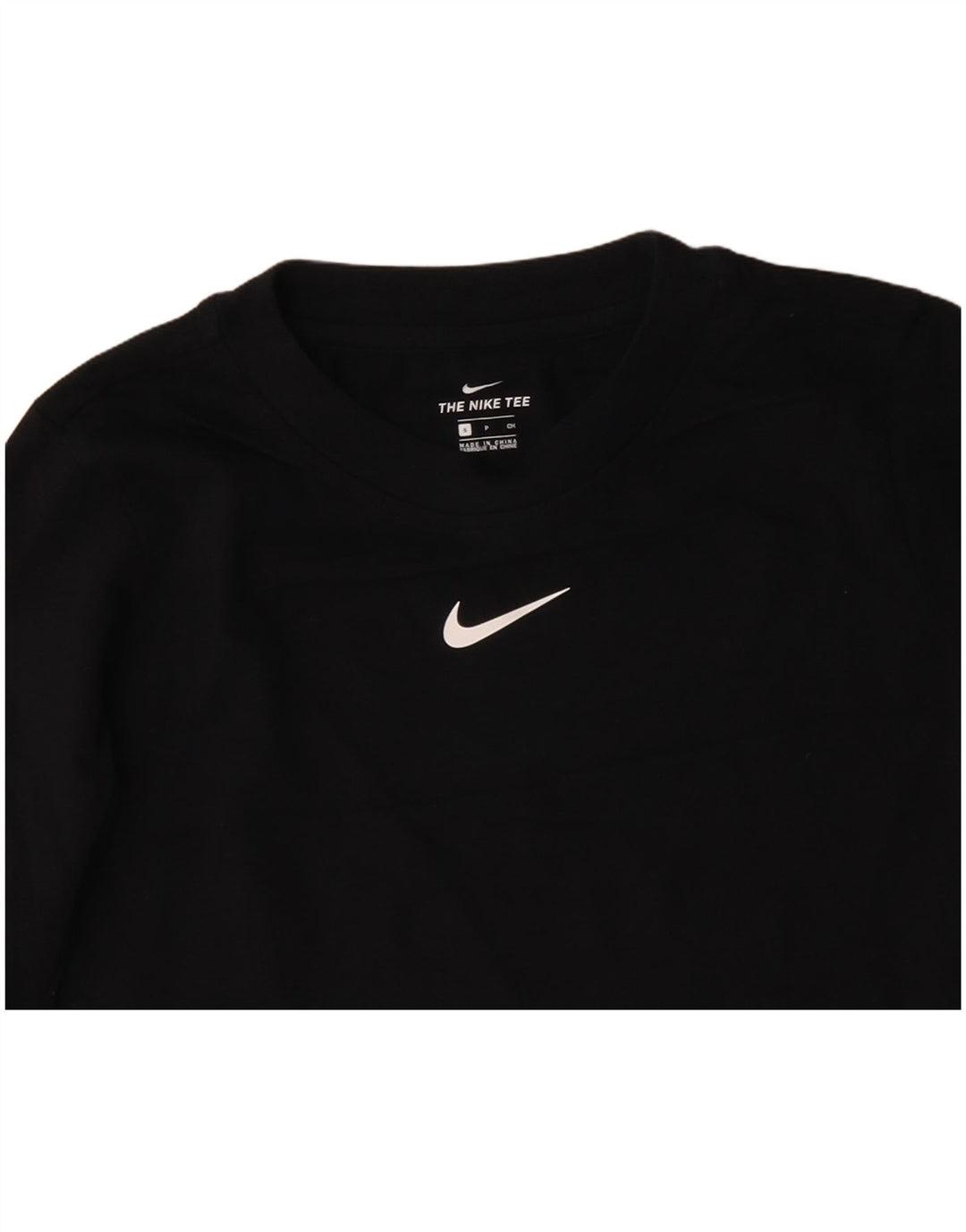 Nike - Top corto con grafica da donna, manica lunga, UK 10, piccolo, cotone nero