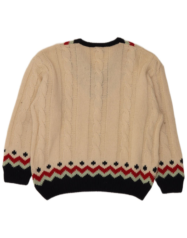 Maglione da uomo con scollo a V SEVRES IT 50 Lana Fair Isle beige medio