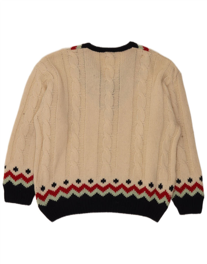 Maglione da uomo con scollo a V SEVRES IT 50 Lana Fair Isle beige medio
