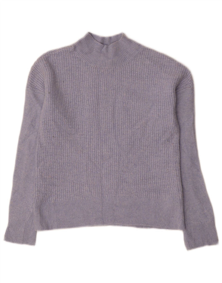 Maglione da donna Hobbs Crop Turtle Neck Jumper UK 12 Viscosa blu medio