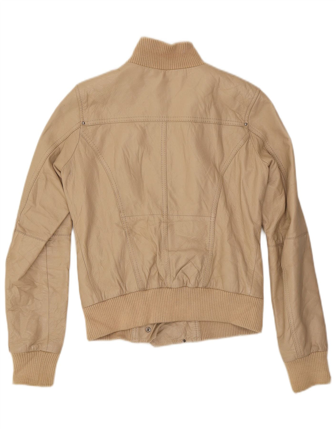 Giacca in pelle vintage da donna UK 10 piccola Beige